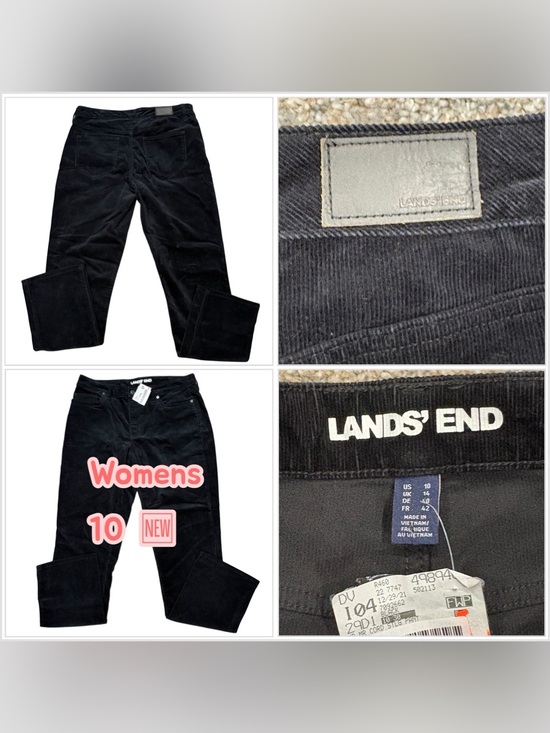 Lands' End Pants - Women’s Lands End 10 Medium Pants Plush Cords Corduroy Black Stretch Straight